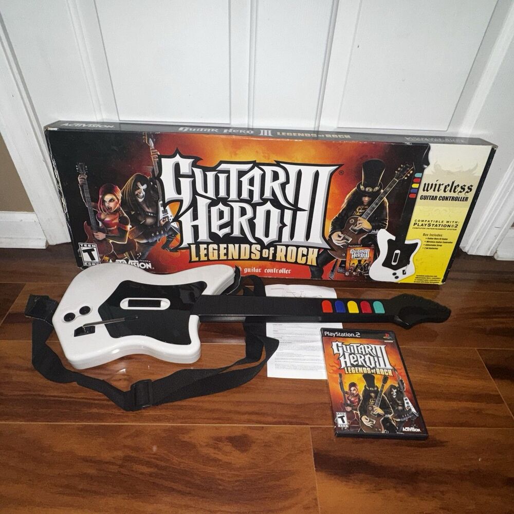 Guitar Hero III Les Paul PS2 Wireless Guitar Controller Game Box No Dongle